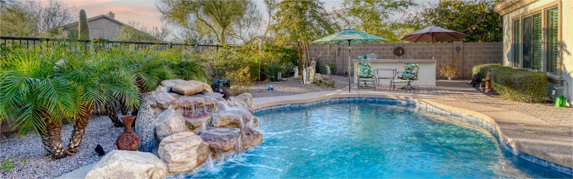 Desert home backyard with pool
