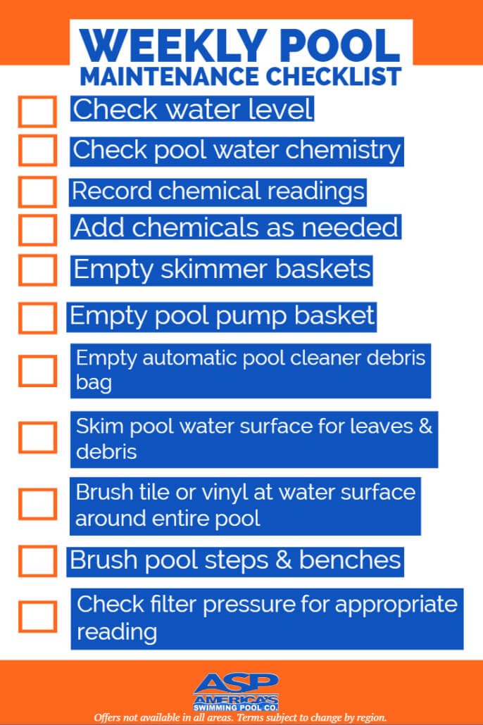 Weekly pool maintenance checklist