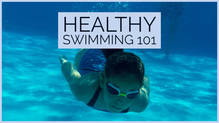 healthy swimming 101 - young child swimming underwater wearing goggles